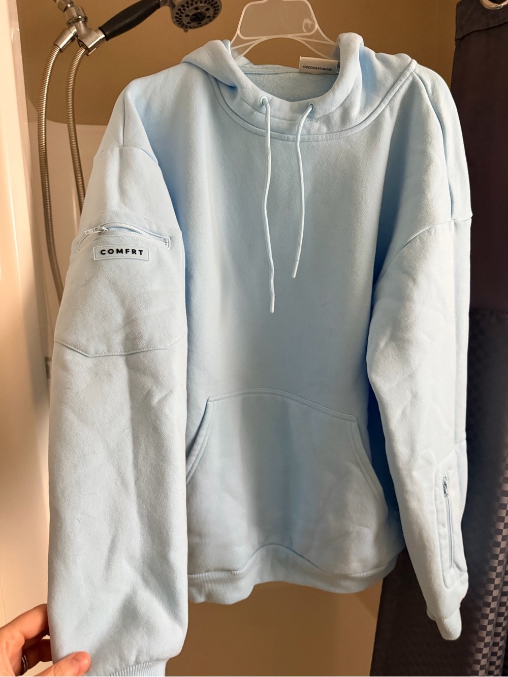 Women's Light Blue Hooded Set VIP Airplane Mode Hoodie and Sweatpants - Picture 10 of 12